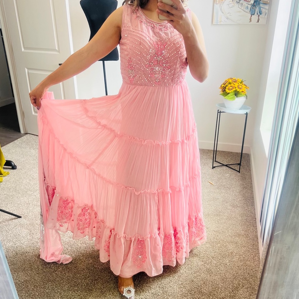 Stylish and comfortable free size pink party dress